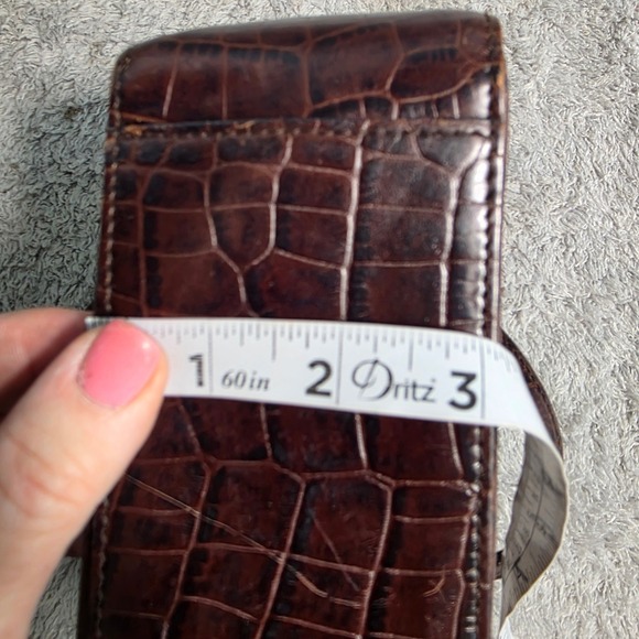 VTG Lauren Ralph Lauren Mini Purse Tote Bag Brown Croc Embossed Leather Small - Picture 12 of 12